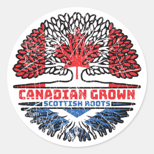 Scotland Scottish Canadian Canada Tree Roots Flag Classic Round Sticker (Front)