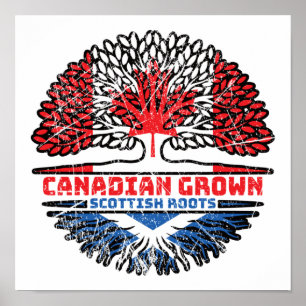Scotland Scottish Canadian Canada Tree Roots Flag Poster