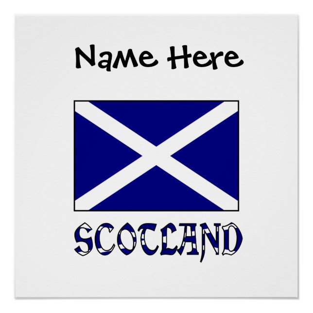 Scotland Scottish Flag Black Personalisation  Poster (Front)