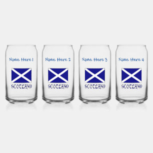 Scotland Scottish Flag Blue Personalisation Can Glass