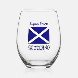 Scotland Scottish Flag Blue Personalisation Stemless Wine Glass