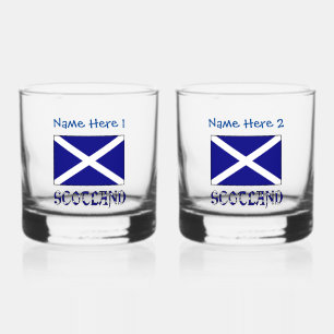 Scotland Scottish Flag Blue Personalisation Whiskey Glass