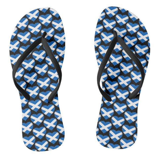 Scotland Scottish Flag Colours Hearts Pattern Thongs (Footbed)