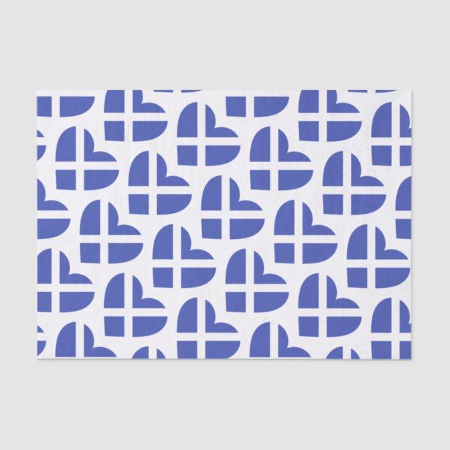 Scotland/Scottish Flag-inspired Hearts Tissue Paper (Front)