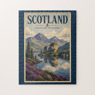 Scotland Scottish Highland Illustration Travel Art Jigsaw Puzzle