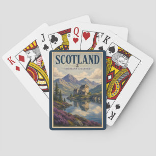 Scotland Scottish Highland Illustration Travel Art Playing Cards