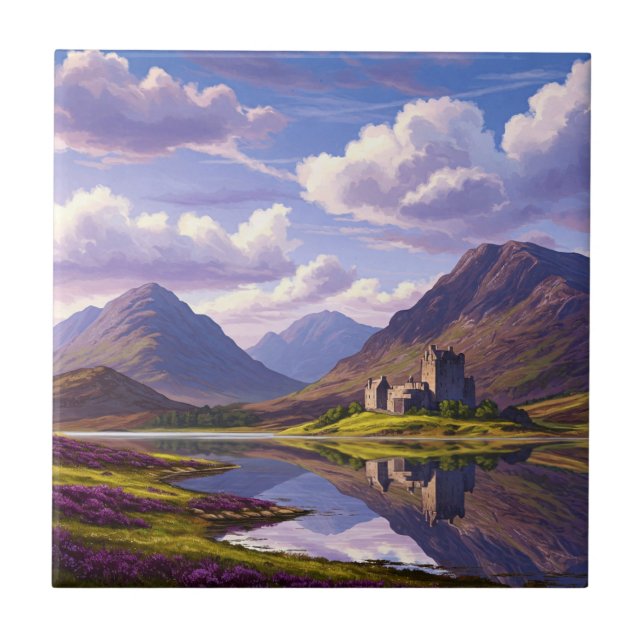 Scotland Scottish Highlands Castle Travel Ceramic Tile (Front)