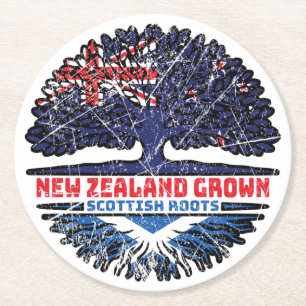 Scotland Scottish New Zealander New Zealand Tree Round Paper Coaster