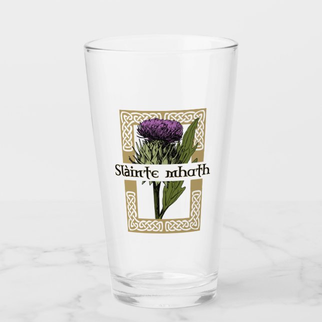 Scotland Scottish Thistle and Scots Gaelic Toast Glass (Front)