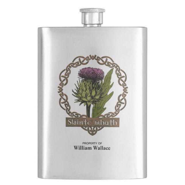 Scotland Scottish Thistle and Scots Gaelic Toast Hip Flask (Front)