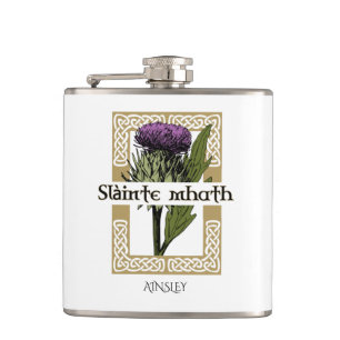 Scotland Scottish Thistle and Scots Gaelic Toast Hip Flask