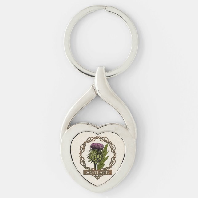 Scotland Scottish Thistle Celtic Knots Key Ring (Front)