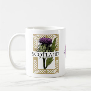 Scotland Scottish Thistle Gold Celtic Knots Coffee Mug