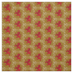 Scotland, Snow speckle, Red Rampant Lion, dk gold Fabric