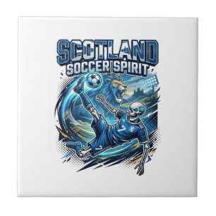 Scotland Soccer Spirit Skeleton Striker Nations Pr Ceramic Tile