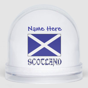 Scotland St. Andrew's Cross Flag Blue Personalised Snowglobe