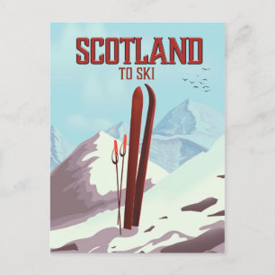 Scotland To Ski vintage travel poster Postcard