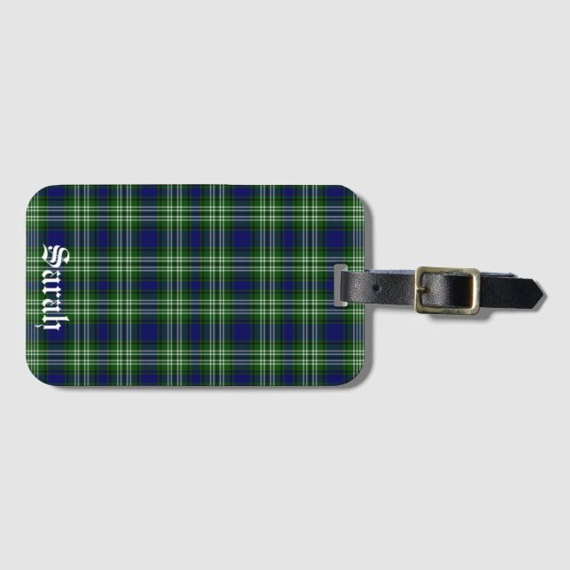 Scotland Tweedside District Tartan Personalised Luggage Tag (Front Horizontal)