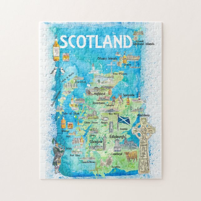 Scotland UK Travel Map Jigsaw Puzzle (Vertical)