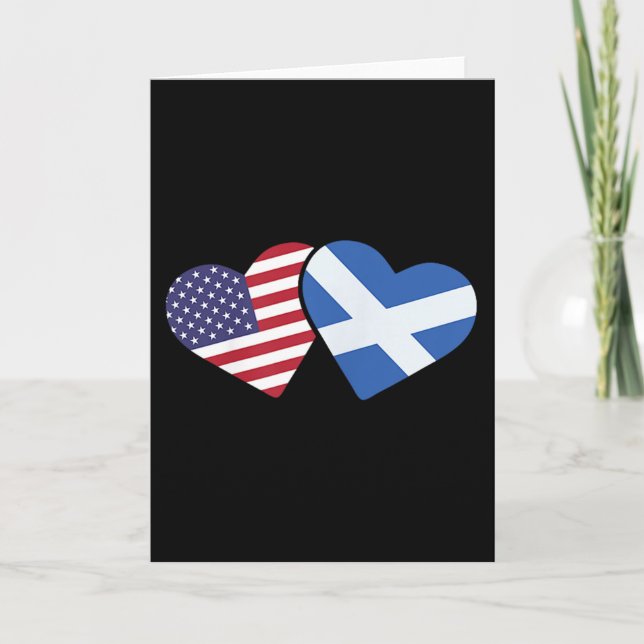 Scotland Usa Flag T Shirt Heart Scottish American  Card (Front)