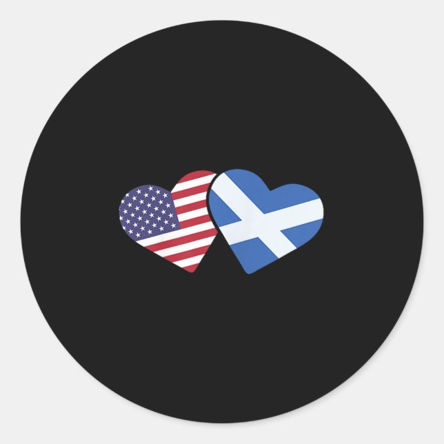 Scotland Usa Flag T Shirt Heart Scottish American  Classic Round Sticker (Front)