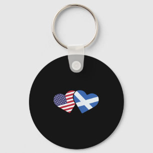 Scotland Usa Flag T Shirt Heart Scottish American  Key Ring