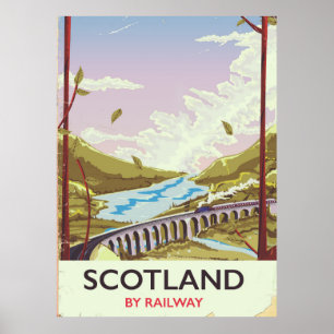 Scotland Vintage locomotive travel poster