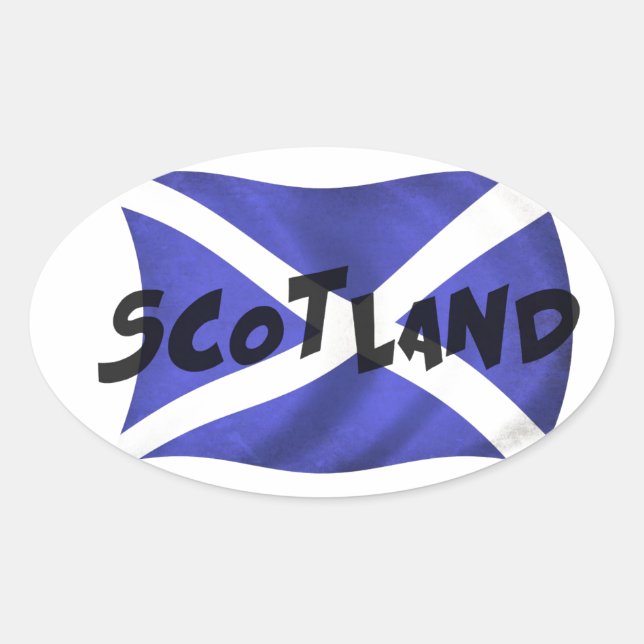 Scotland Wavy Flag Oval Sticker (Front)