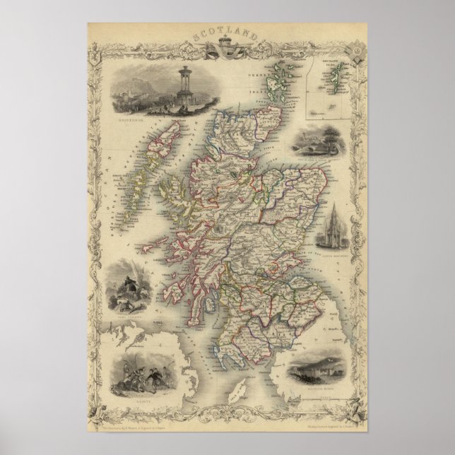 Scotland with inset map of the Shetland Islands Poster (Front)