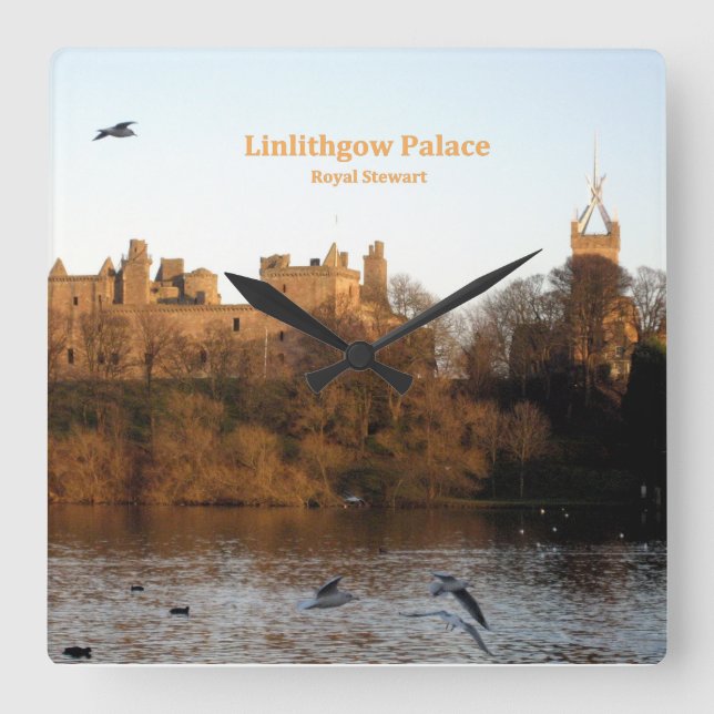 Scotland's Linlithgow Palace Royal Stuart Stewart Square Wall Clock (Front)