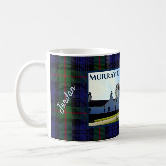 Scotland's Murray Clan Castle Tartan Your Name Coffee Mug (Left)