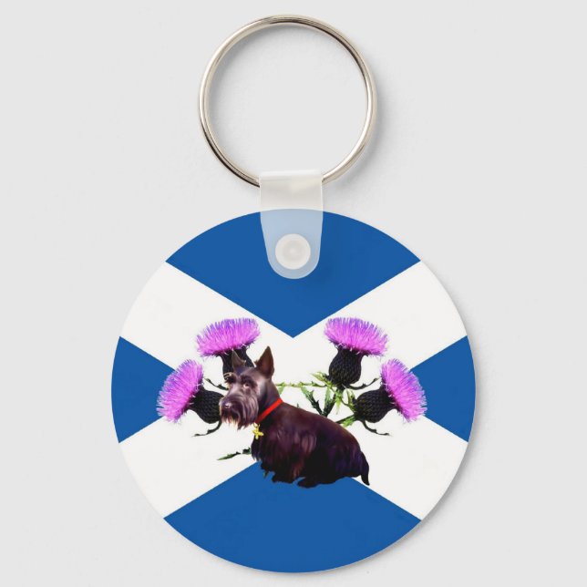 Scotland's Scottish terrier, thistle Key Ring (Front)