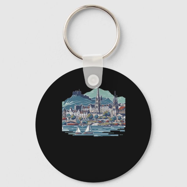 Scotland's Stunning 3d Sketch Isle Of Skye  Key Ring (Front)