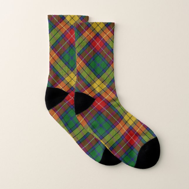 Scots Style Clan Buchanan Tartan Plaid Socks (Pair)