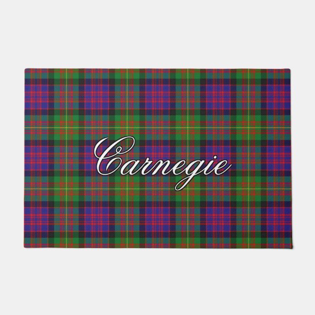 Scots Vista Clan Carnegie Tartan Plaid Doormat (Front)