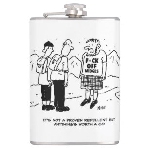 Scotsman has Anti-Midge T-Shirt Hip Flask