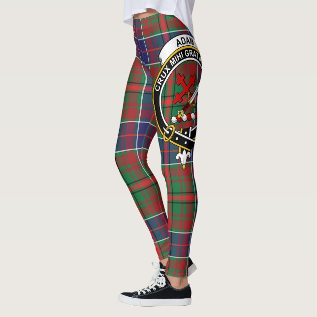 Scotstee Clan Adam Ancient Crest Tartan Women Leggings (Left)