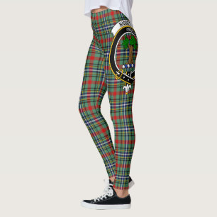Scotstee Clan Bisset Pattern Crest Tartan Women Leggings