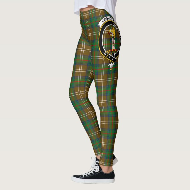 Scotstee Clan Chisholm Hunting Crest Tartan Women  Leggings (Left)