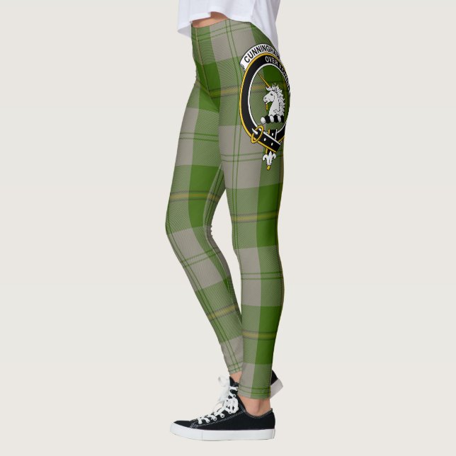 Scotstee Clan Cunningham Dress Green Dancers Crest Leggings (Left)
