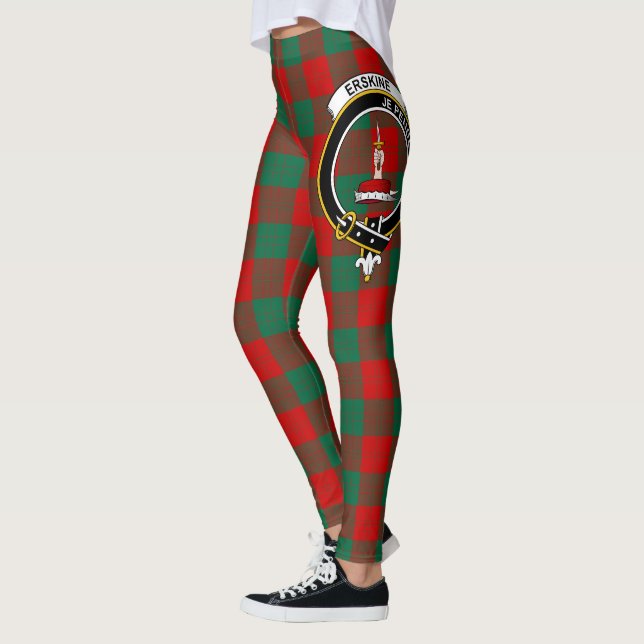 Scotstee Clan Erskine Crest Tartan Women Leggings (Left)
