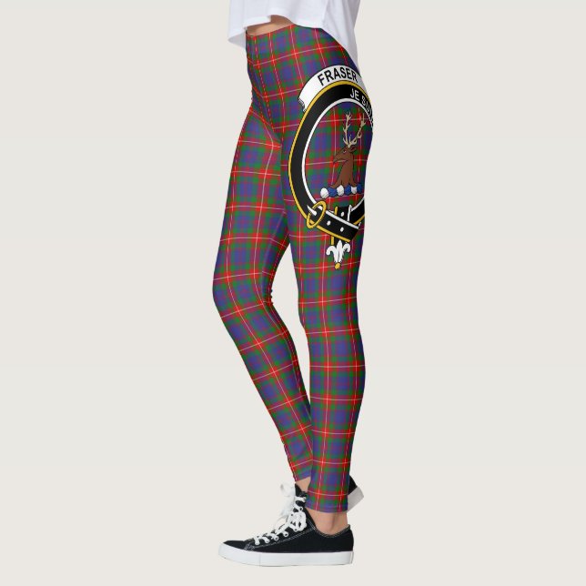 Scotstee Clan Fraser of Lovat Crest Tartan Women Leggings (Left)