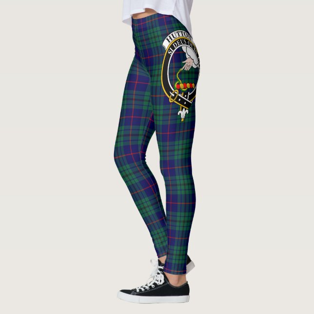 Scotstee Clan Hutton Crest Tartan Women Leggings (Left)