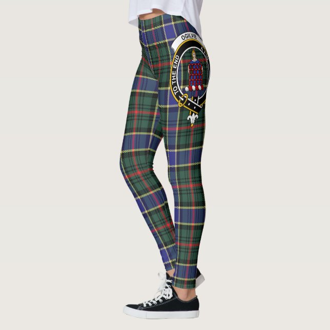 Scotstee Clan Ogilvie Hunting Modern Crest Tartan  Leggings (Left)