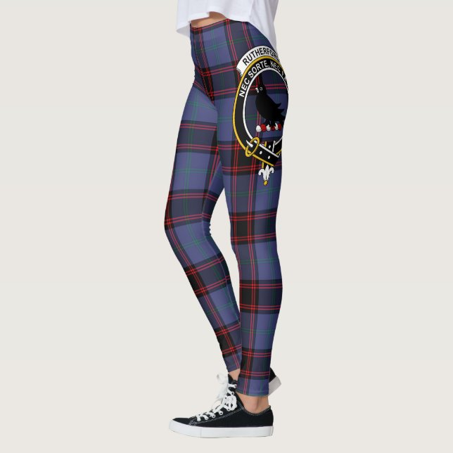 Scotstee Clan Rutherford Hunting Crest Tartan Wome Leggings (Left)