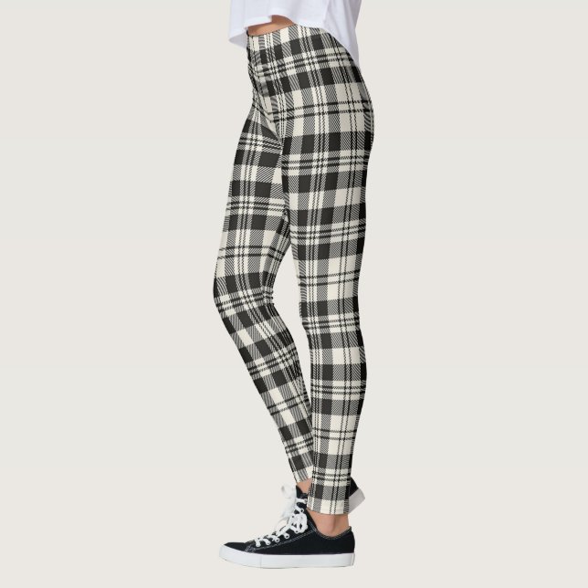 Scotstee Clan Scott Black White Ancient Tartan Leggings (Left)