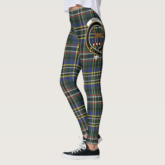 Scotstee Clan Scott Green Modern Crest Tartan Leggings (Left)