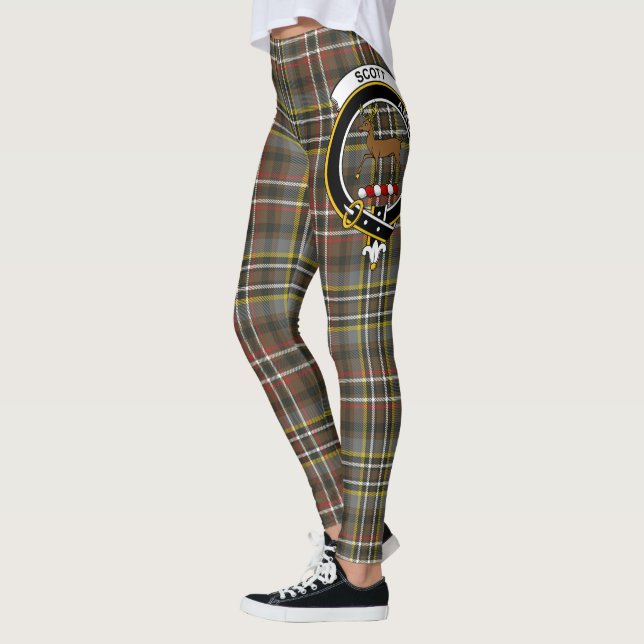 Scotstee Clan Scott Green Weathered Crest Tartan Leggings (Left)