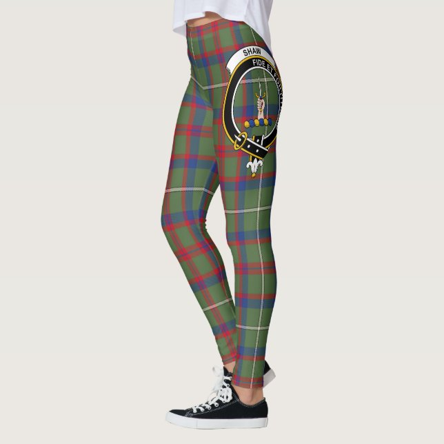 Scotstee Clan Shaw Green Modern Crest Tartan Women Leggings (Left)