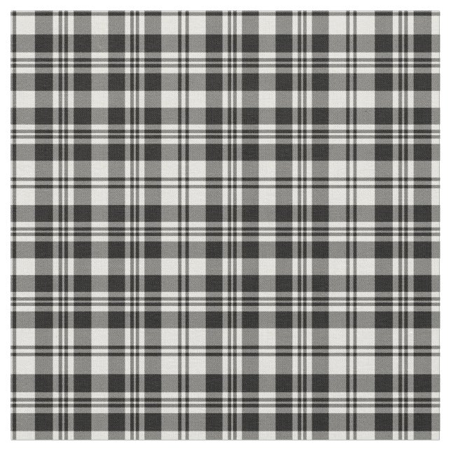 Scott Black & White Modern Tartan Fabric (Close Up)
